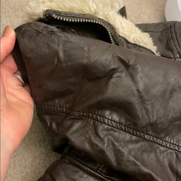 Brown Shearling Lined Faux-Leather Jacket - Picture 6 of 6